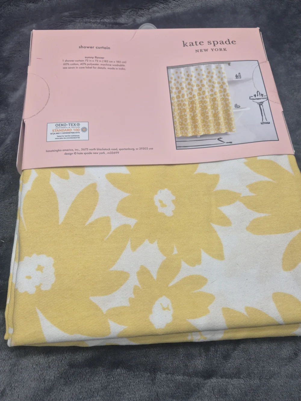 Kate Spade Shower Curtain Wispy Yellow White Blooms Floral 72